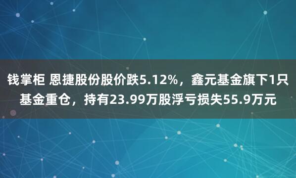 钱掌柜 恩捷股份股价跌5.12%，鑫元基金旗下1只基金重仓，持有23.99万股浮亏损失55.9万元